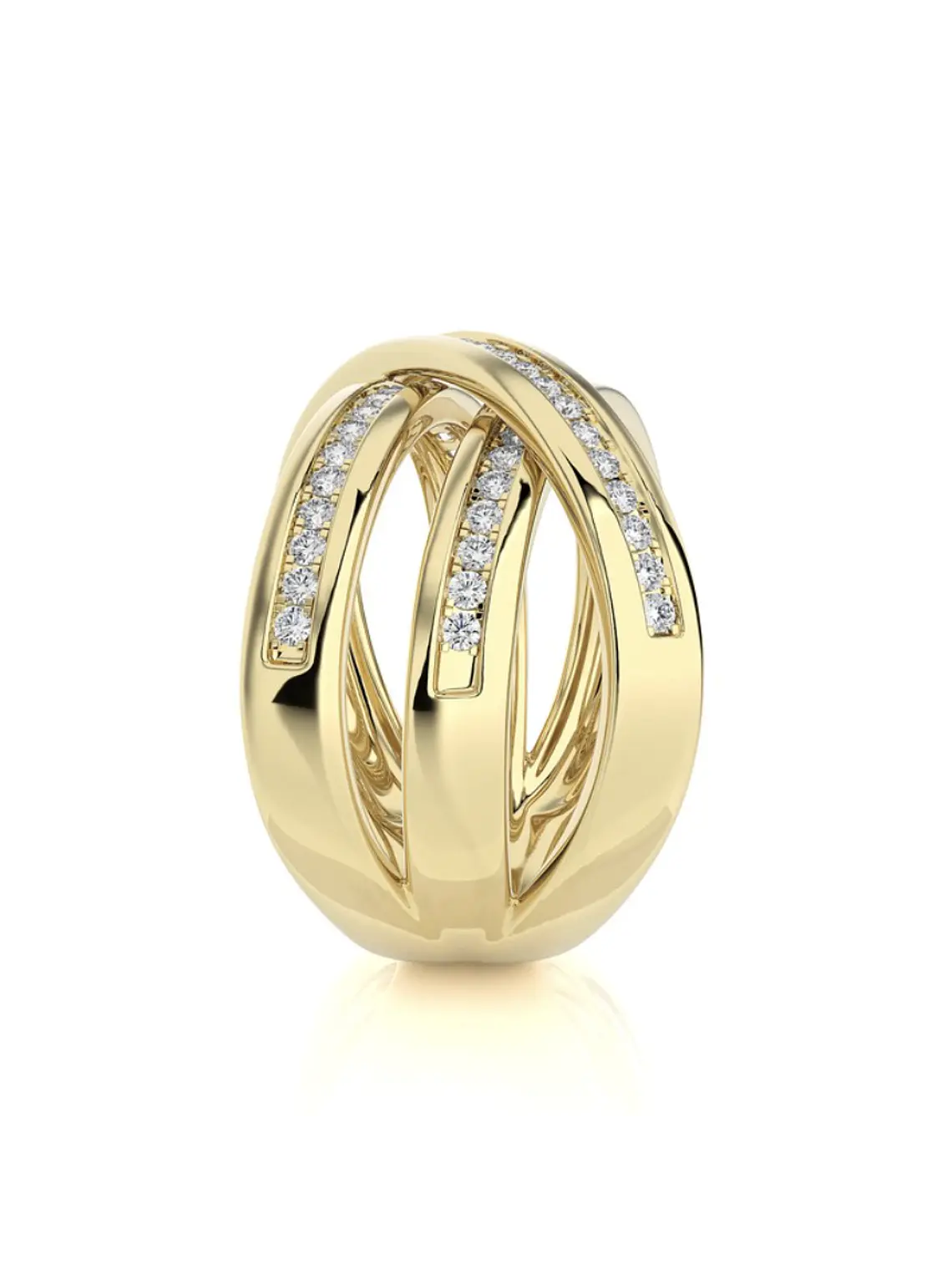 Anillo Cintillo Moderno Multi Capas Diamantes Oro Amarillo 18K 3