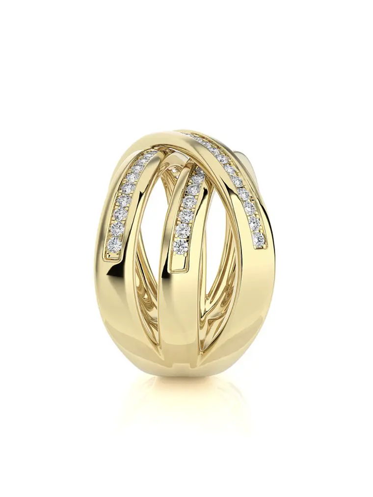 Anillo Cintillo Moderno Multi Capas Diamantes Oro Amarillo 18K 3