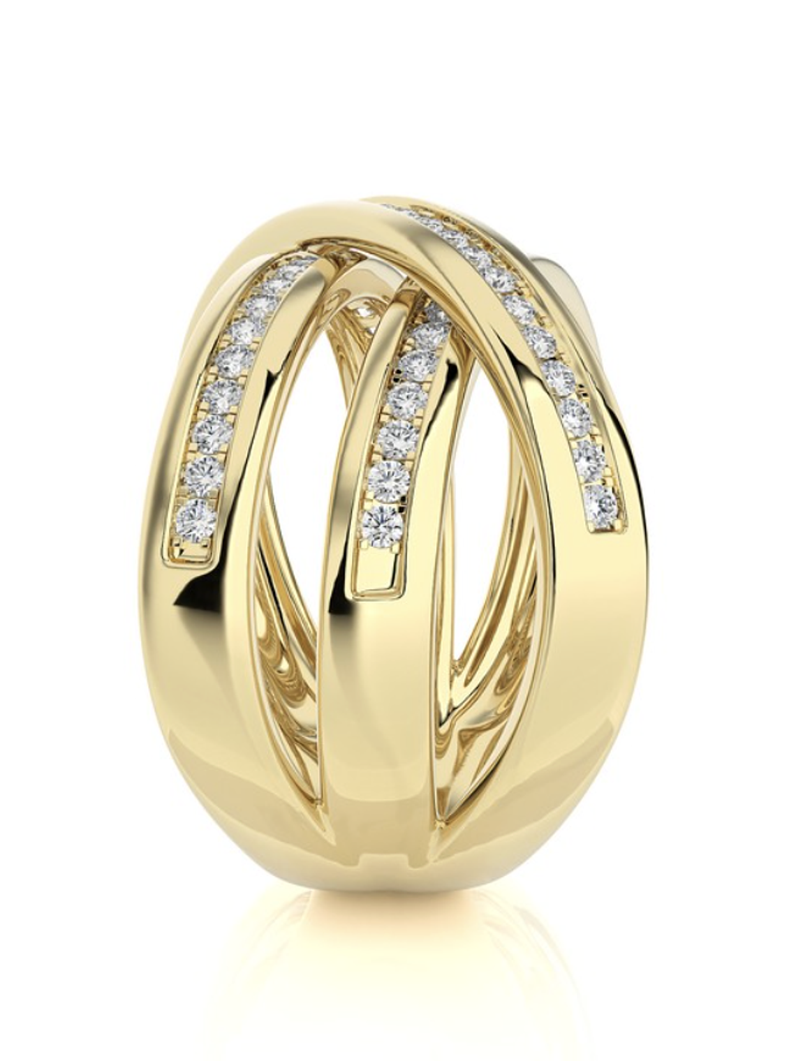 Anillo Cintillo Moderno Multi Capas Diamantes Oro Amarillo 18K 3