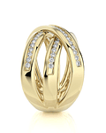 Anillo Cintillo Moderno Multi Capas Diamantes Oro Amarillo 18K