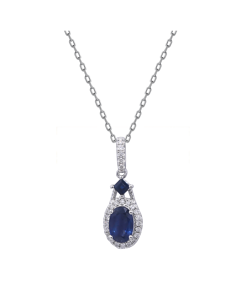 Collar Zafiros y Diamantes en Oro Blanco 18K