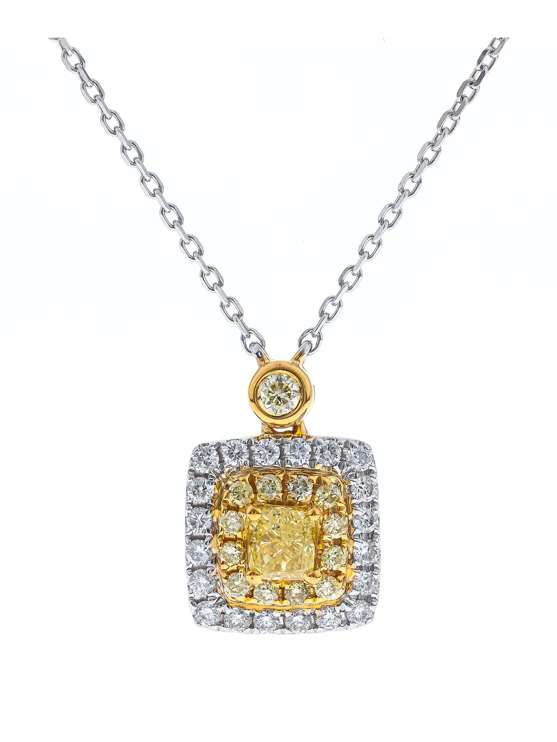 Exclusivo Collar Diamante Fancy Yellow Natural Oro Blanco 18k 1