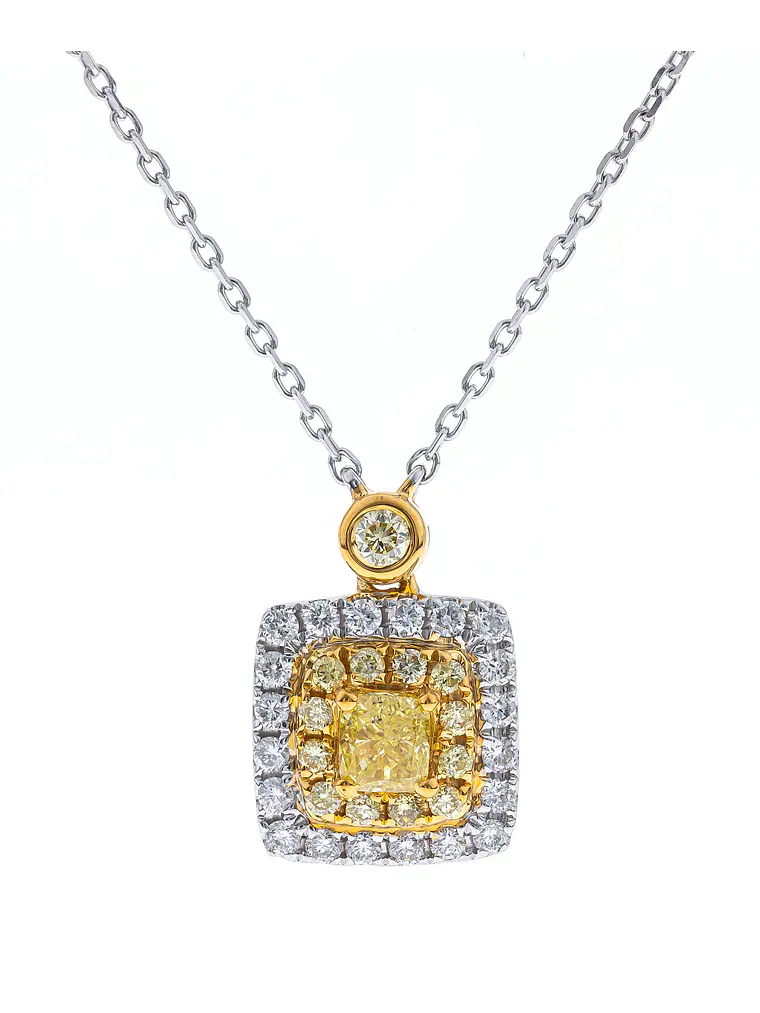 Exclusivo Collar Diamante Fancy Yellow Natural Oro Blanco 18k 1
