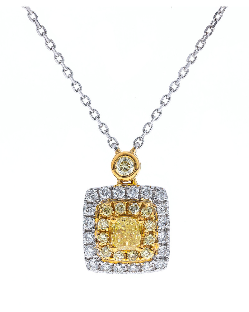 Exclusivo Collar Diamante Fancy Yellow Natural Oro Blanco 18k
