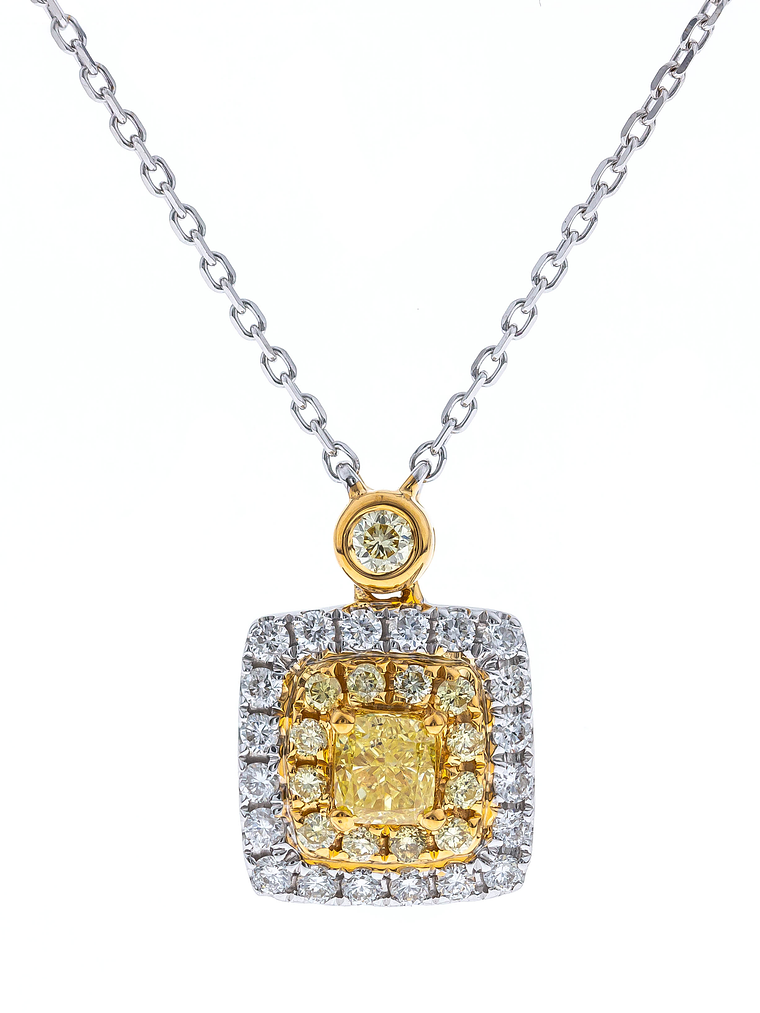Exclusivo Collar Diamante Fancy Yellow Natural Oro Blanco 18k 1