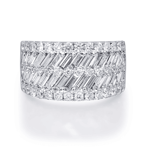 Espectacular Maxi Anillo Cintillo Diamantes en Oro Blanco 18K