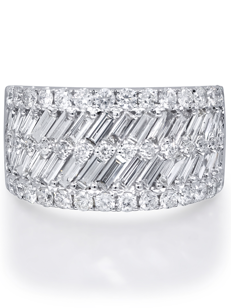 Espectacular Maxi Anillo Cintillo Diamantes en Oro Blanco 18K 1