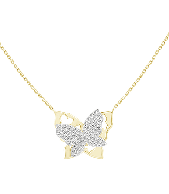 Collar Mariposa con Diamantes Naturales en Oro Amarillo 18K 