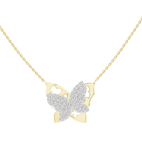 Collar Mariposa con Diamantes Naturales en Oro Amarillo 18K 