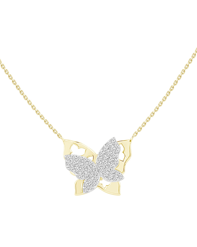 Collar Mariposa con Diamantes Naturales en Oro Amarillo 18K 