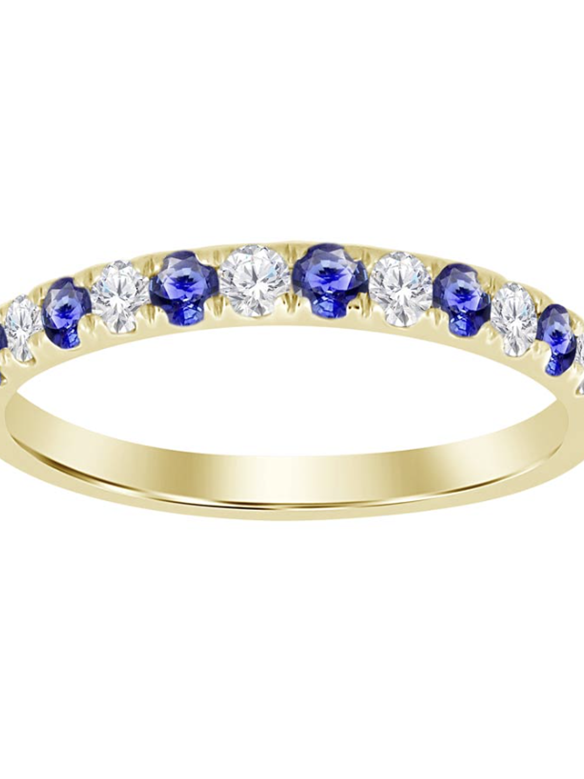 Anillo Cintillo Zafiros Azules y Diamantes en Oro Amarillo 18K 1