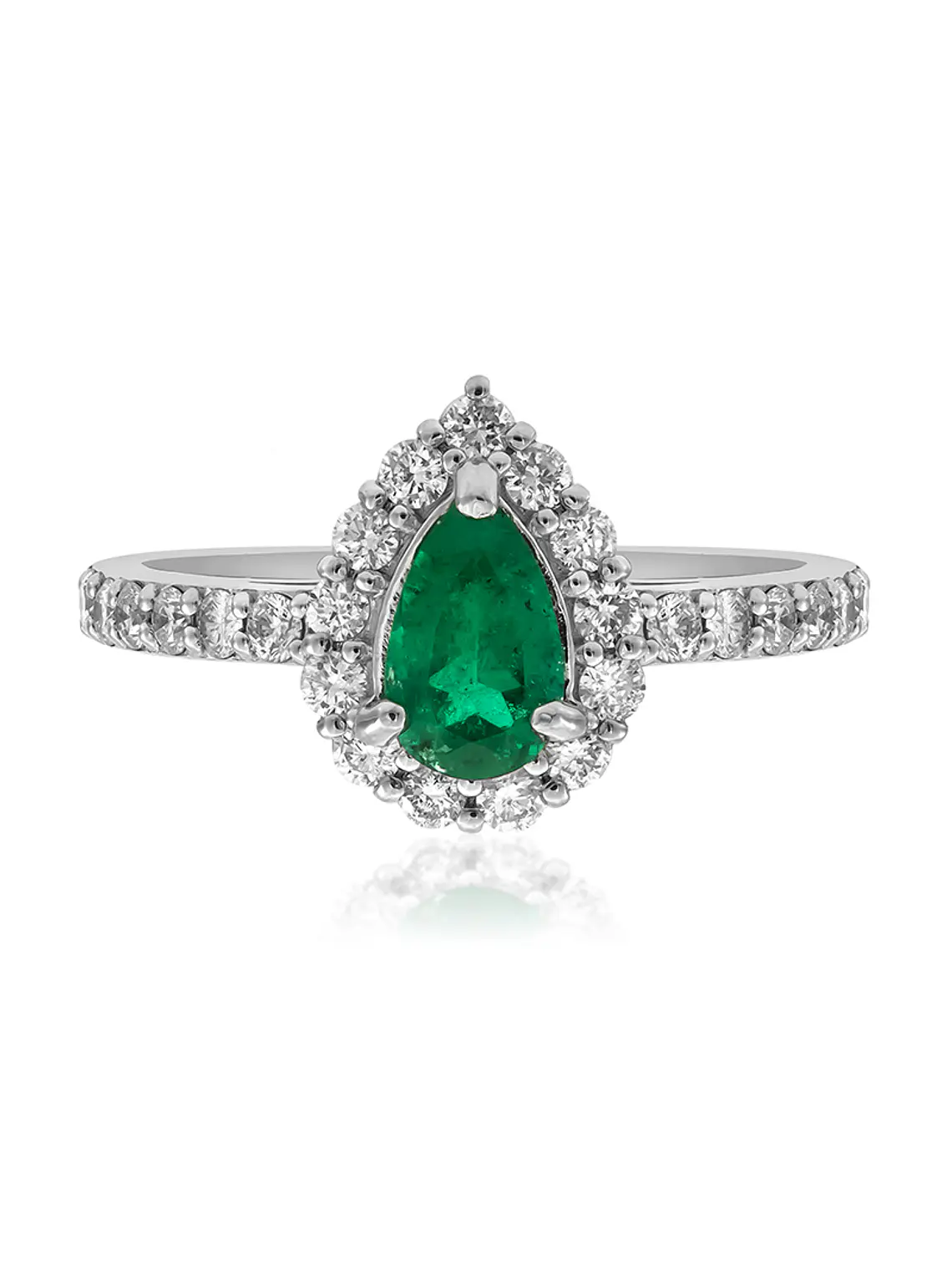 Anillo Moderno Esmeralda y Diamantes en Platino 1