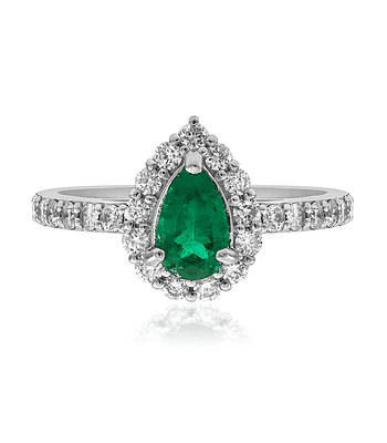 Anillo Moderno Esmeralda y Diamantes en Platino