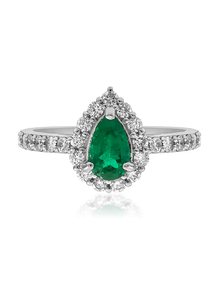 Anillo Moderno Esmeralda y Diamantes en Platino 1