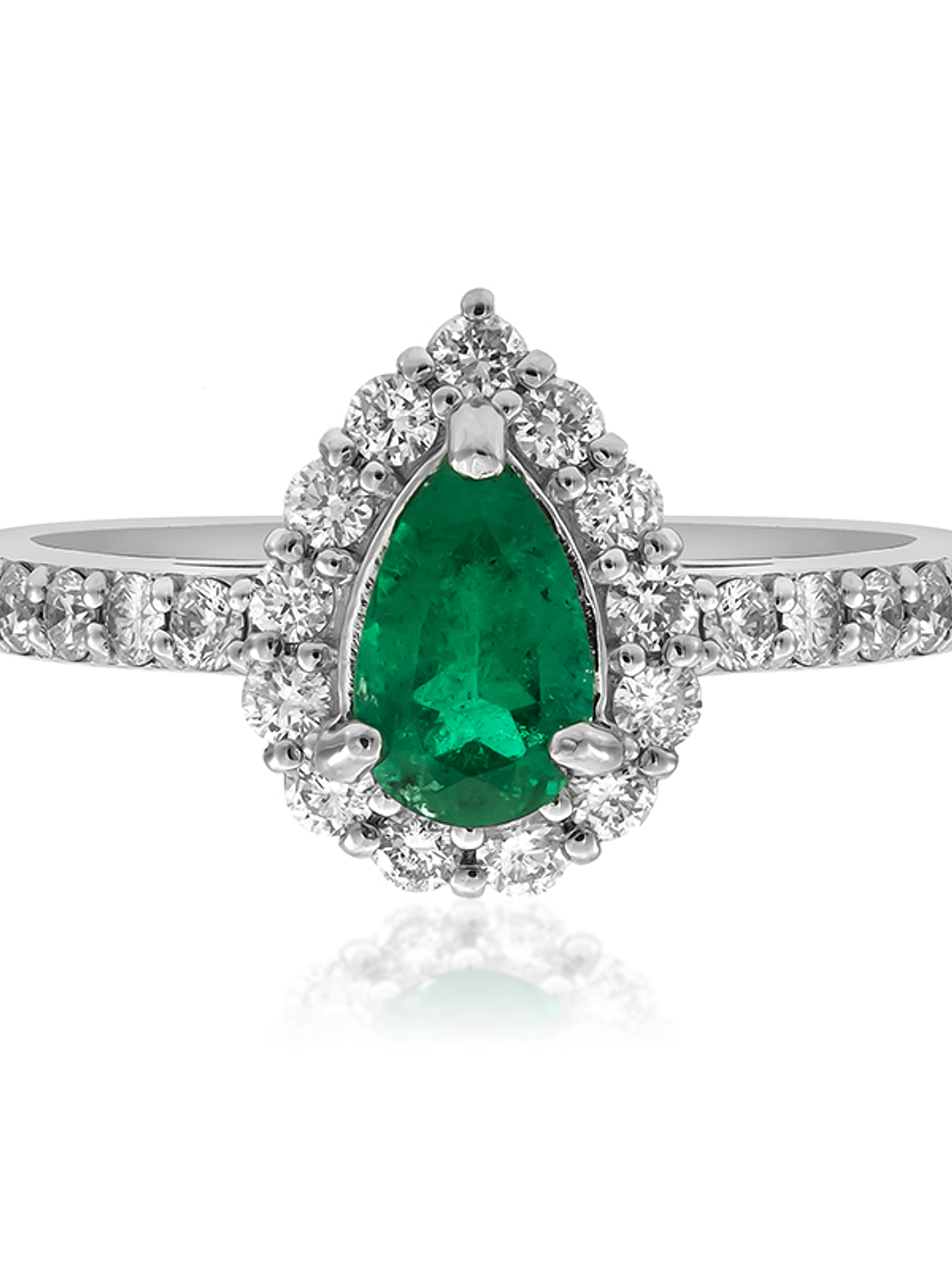 Anillo Moderno Esmeralda y Diamantes en Platino 1