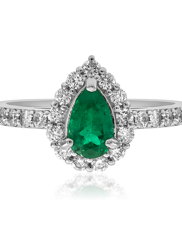 Anillo Moderno Esmeralda y Diamantes en Platino 1