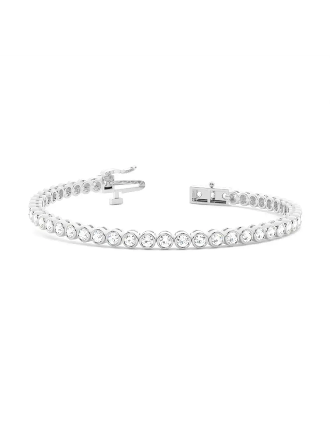 Maravillosa Pulsera Tennis Bisel con 1.05 Ct Diamantes en Oro Blanco 18K 1