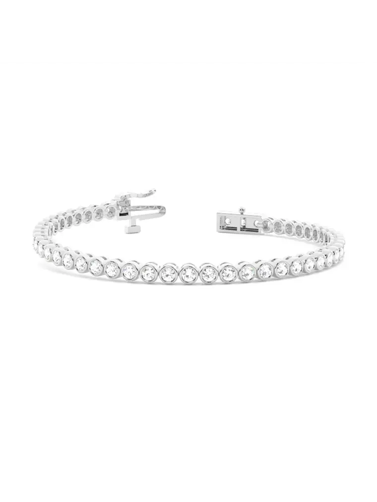 Maravillosa Pulsera Tennis Bisel con 1.05 Ct Diamantes en Oro Blanco 18K 1