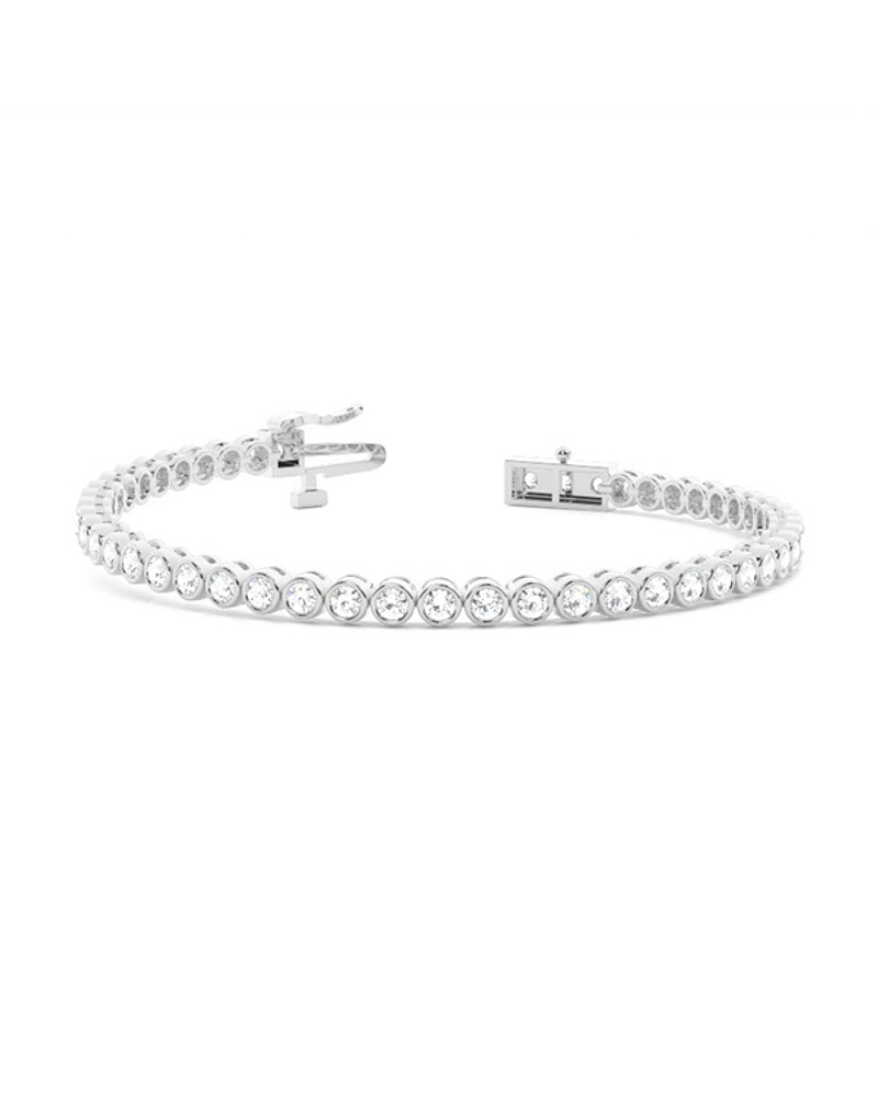 Maravillosa Pulsera Tennis Bisel con 1.05 Ct Diamantes en Oro Blanco 18K