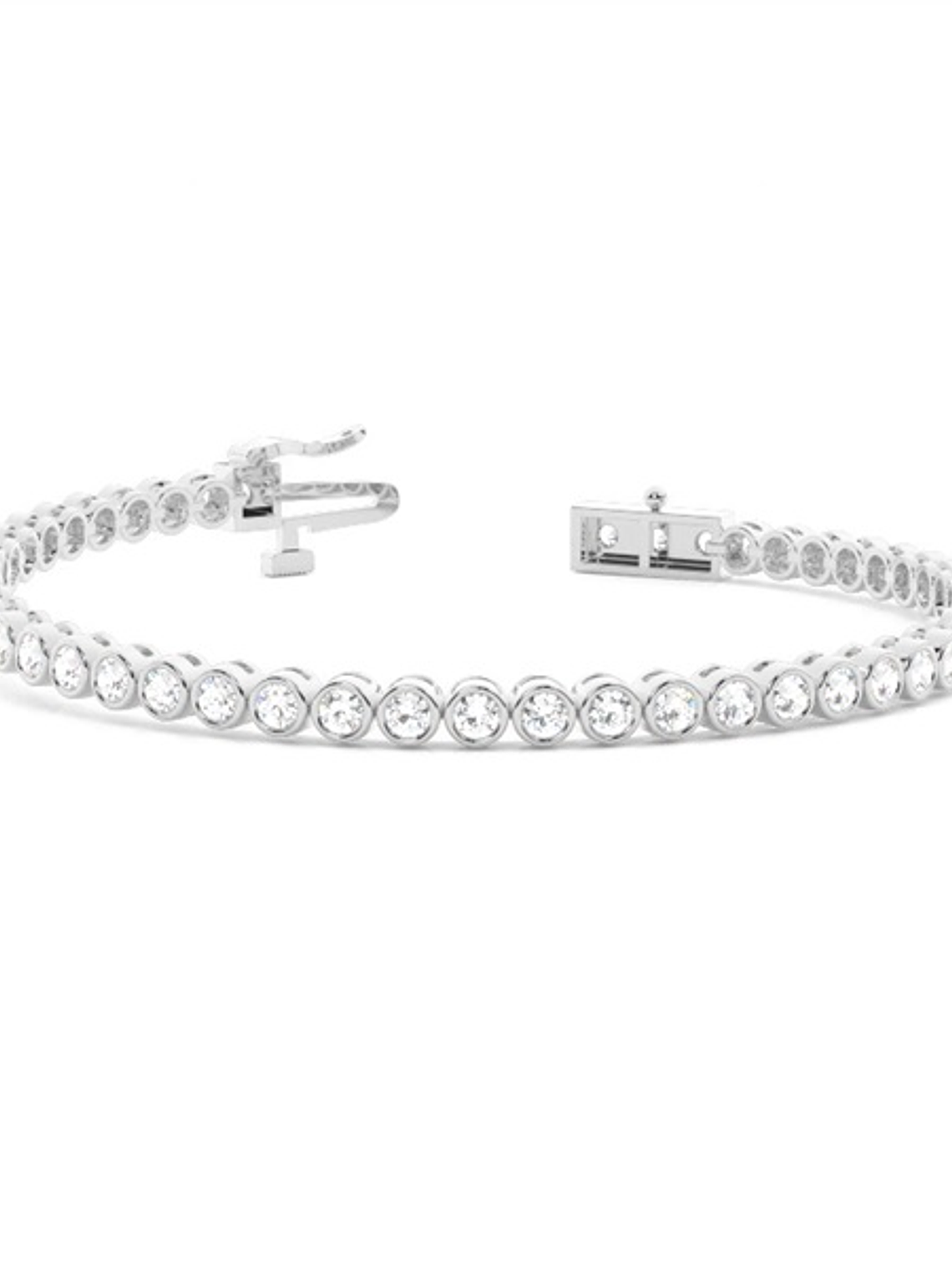 Maravillosa Pulsera Tennis Bisel con 1.05 Ct Diamantes en Oro Blanco 18K 1