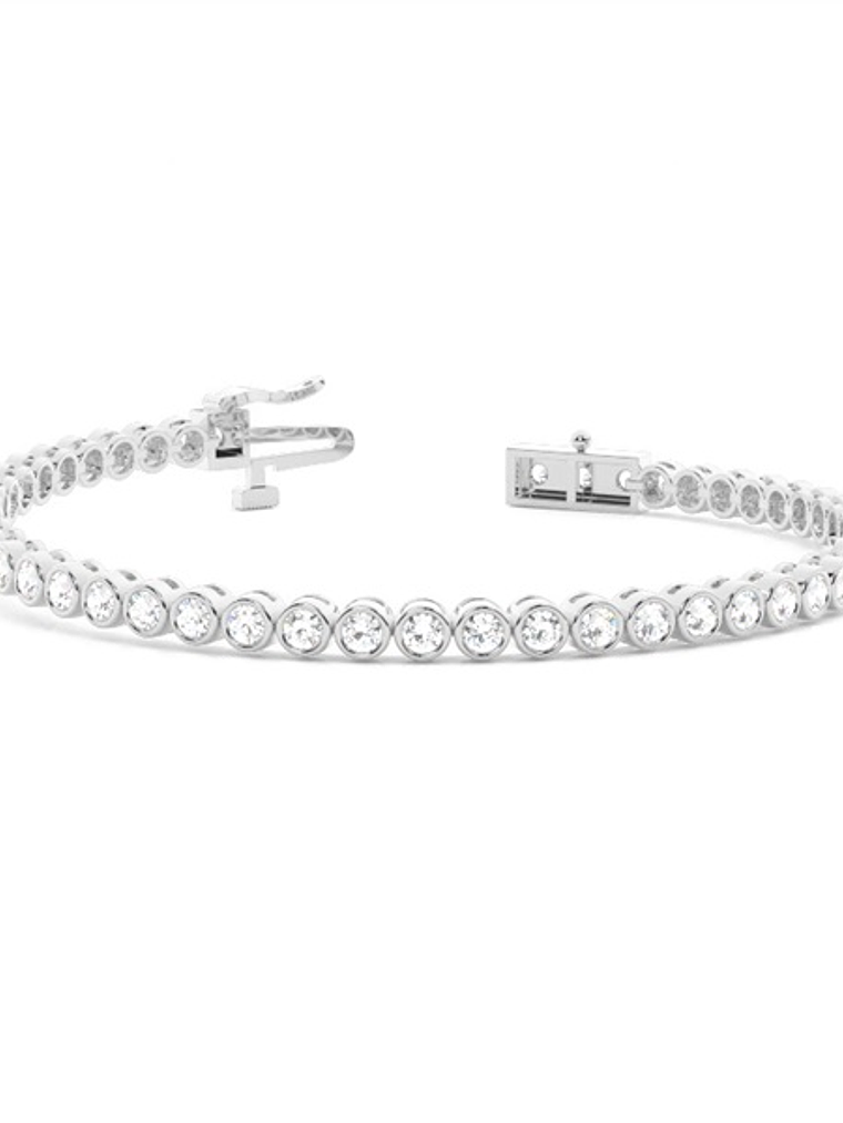 Maravillosa Pulsera Tennis Bisel con 1.05 Ct Diamantes en Oro Blanco 18K 1