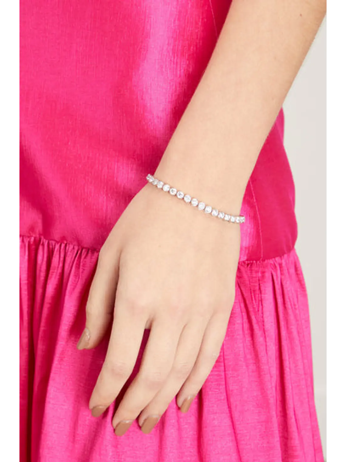 Maravillosa Pulsera Tennis Bisel con 1.05 Ct Diamantes en Oro Blanco 18K 5