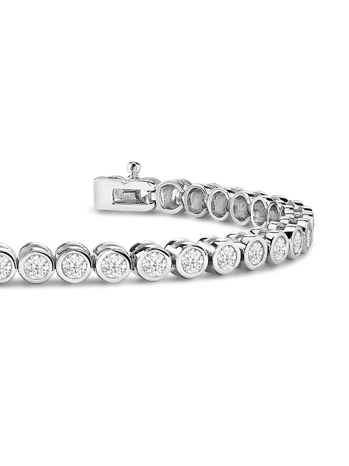 Maravillosa Pulsera Tennis Bisel con 1.05 Ct Diamantes en Oro Blanco 18K 2