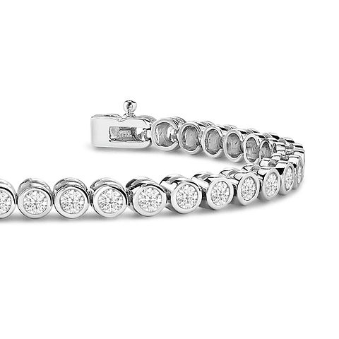 Maravillosa Pulsera Tennis Bisel con 1.05 Ct Diamantes en Oro Blanco 18K