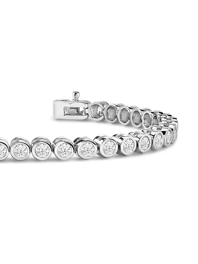 Maravillosa Pulsera Tennis Bisel con 1.05 Ct Diamantes en Oro Blanco 18K 2