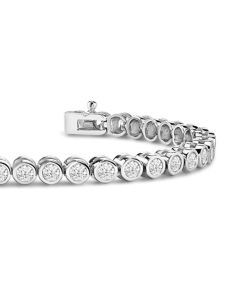 Maravillosa Pulsera Tennis Bisel con 1.05 Ct Diamantes en Oro Blanco 18K