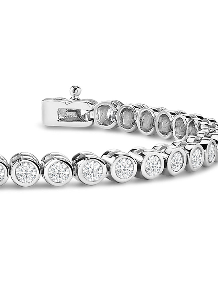 Maravillosa Pulsera Tennis Bisel con 1.05 Ct Diamantes en Oro Blanco 18K 2