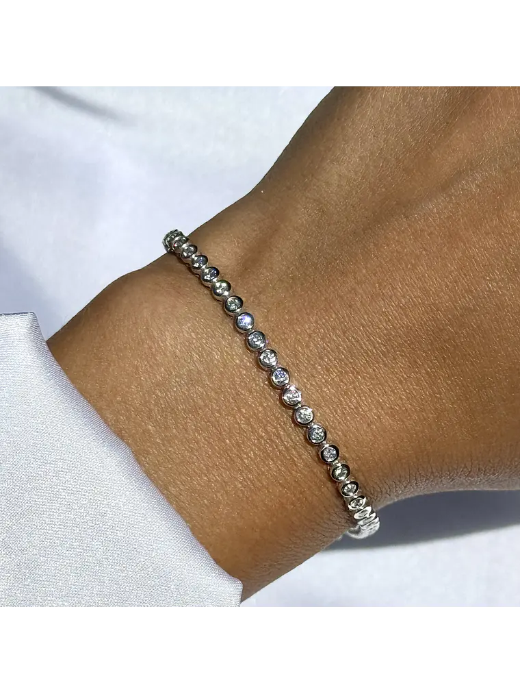 Maravillosa Pulsera Tennis Bisel con 1.05 Ct Diamantes en Oro Blanco 18K 3