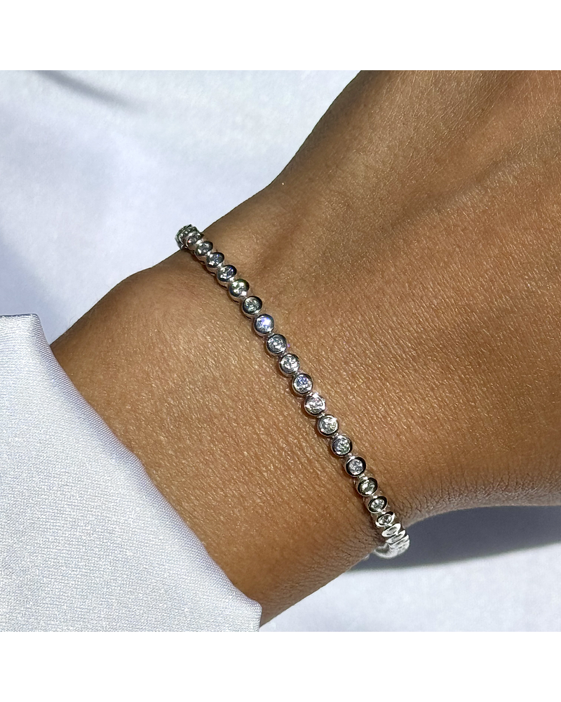 Maravillosa Pulsera Tennis Bisel con 1.05 Ct Diamantes en Oro Blanco 18K