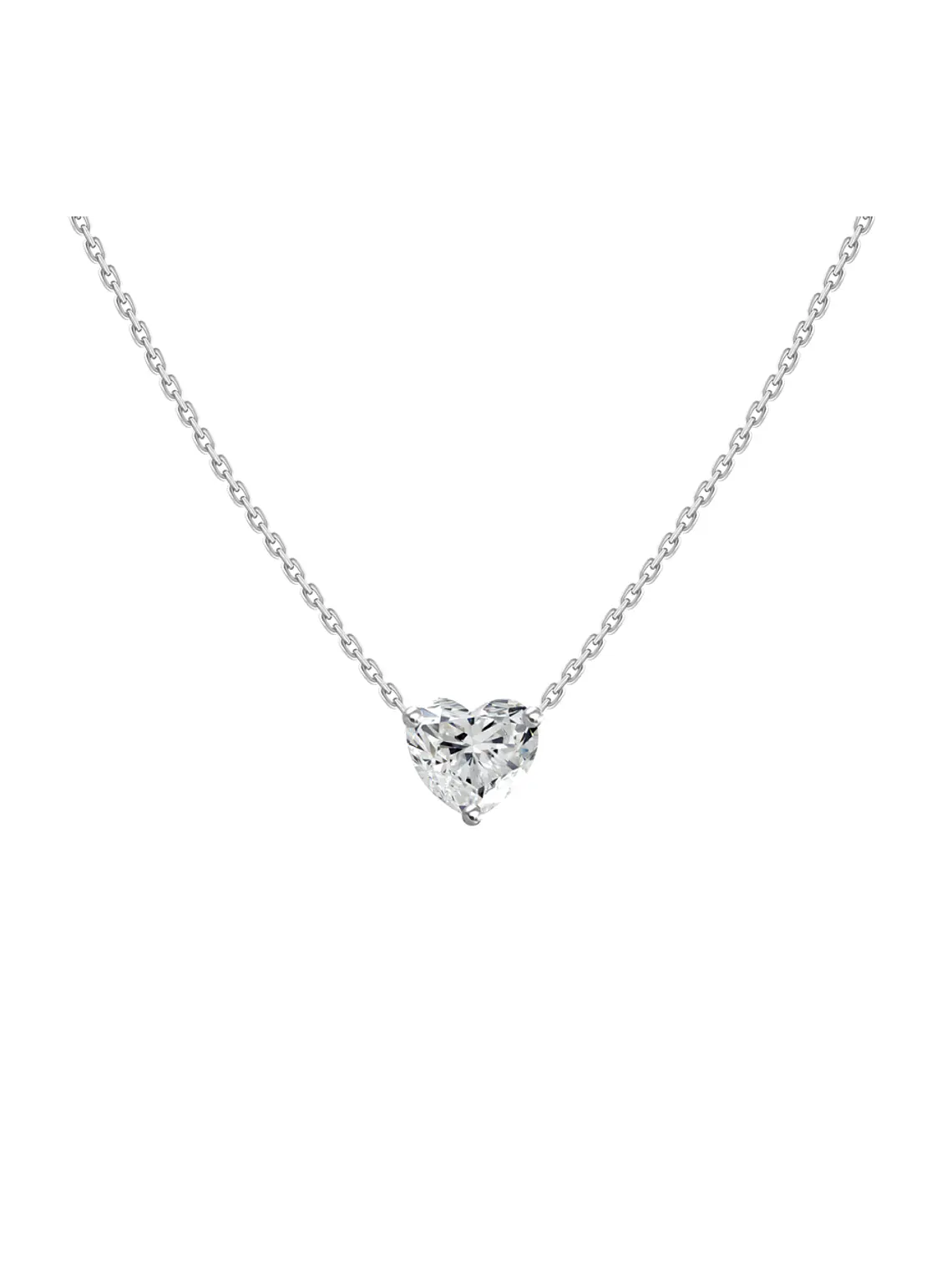 Collar Punto de Luz Diamante Corte Corazón Oro Blanco 18K 1