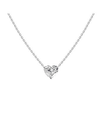 Collar Punto de Luz Diamante Corte Corazón Oro Blanco 18K