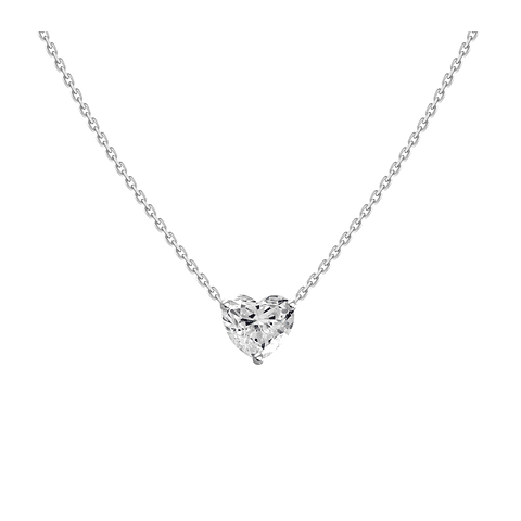 Collar Punto de Luz Diamante Corte Corazón Oro Blanco 18K