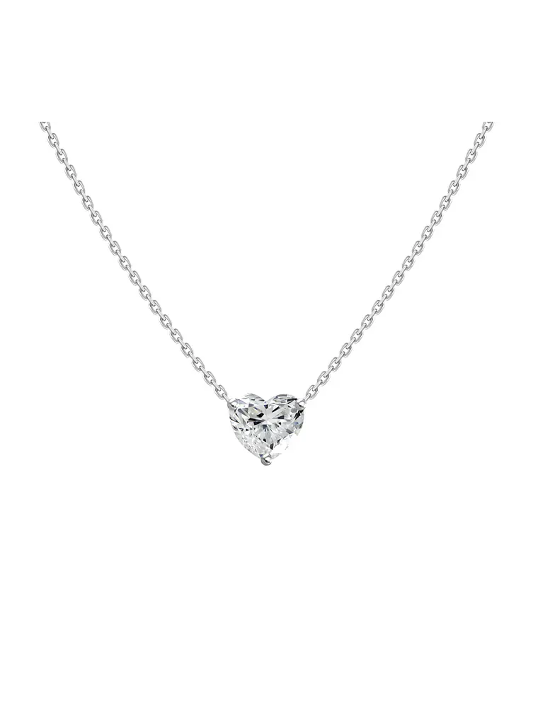 Collar Punto de Luz Diamante Corte Corazón Oro Blanco 18K 1