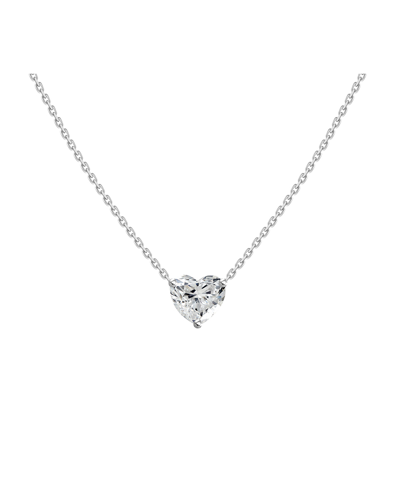 Collar Punto de Luz Diamante Corte Corazón Oro Blanco 18K