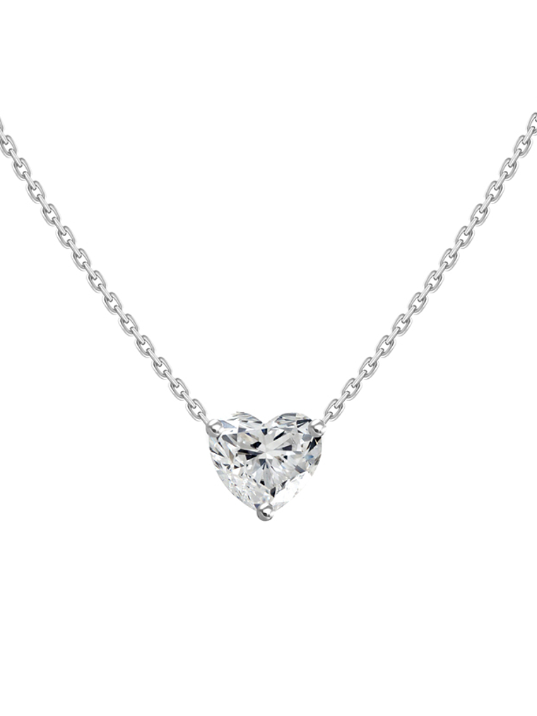 Collar Punto de Luz Diamante Corte Corazón Oro Blanco 18K 1