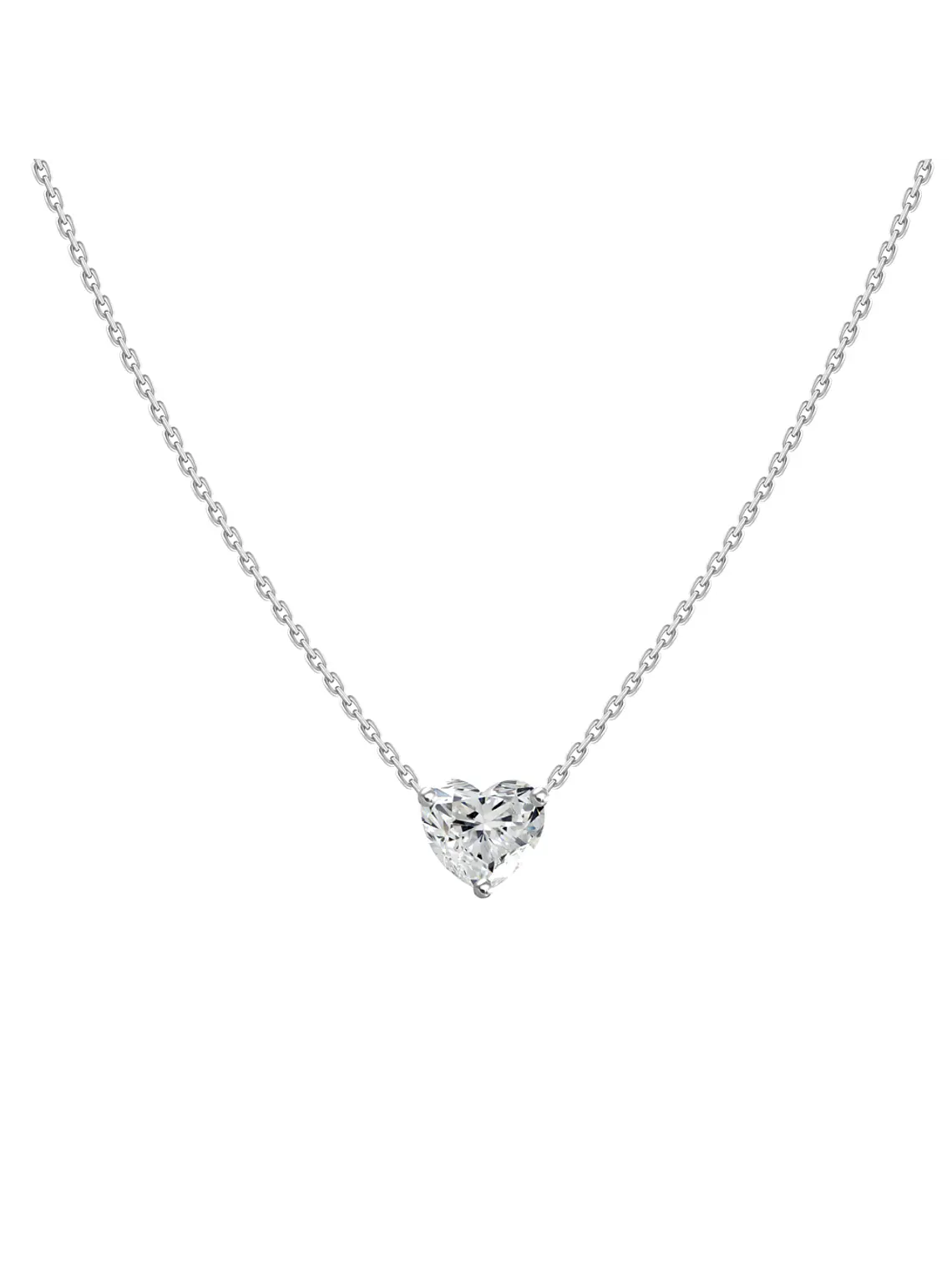 Collar Punto de Luz Diamante Corte Corazón Oro Blanco 18K 2