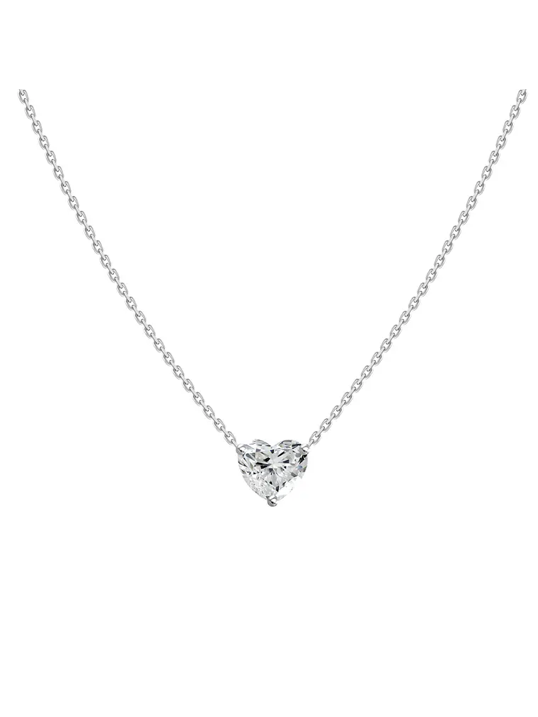 Collar Punto de Luz Diamante Corte Corazón Oro Blanco 18K 2