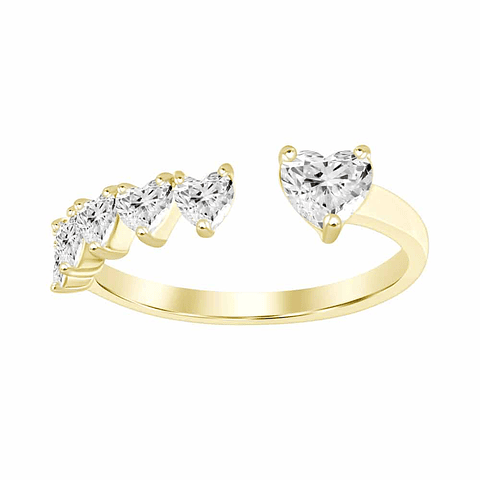 Anillo Solitario Diamantes corte Corazón en Oro Amarillo 18K
