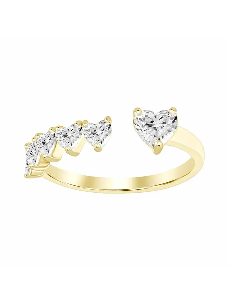Anillo Solitario Diamantes corte Corazón en Oro Amarillo 18K 1