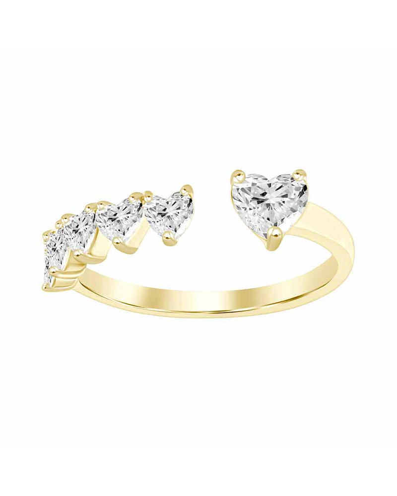 Anillo Solitario Diamantes corte Corazón en Oro Amarillo 18K