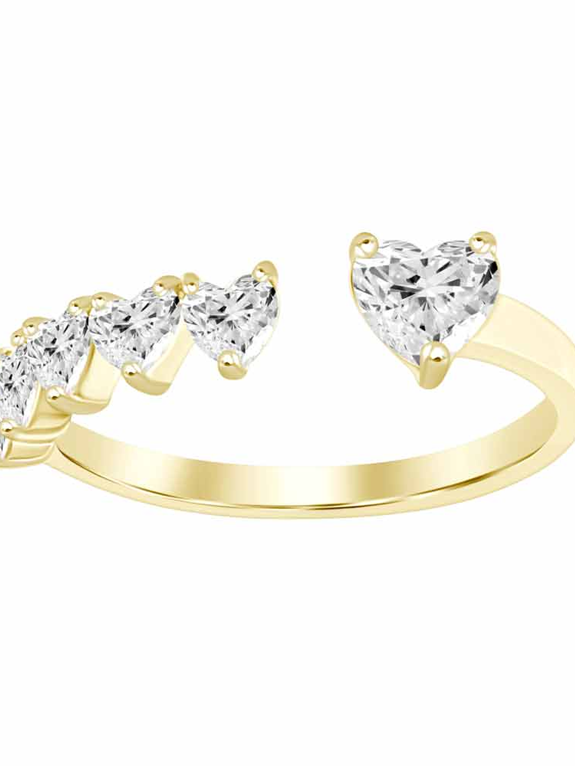 Anillo Solitario Diamantes corte Corazón en Oro Amarillo 18K 1