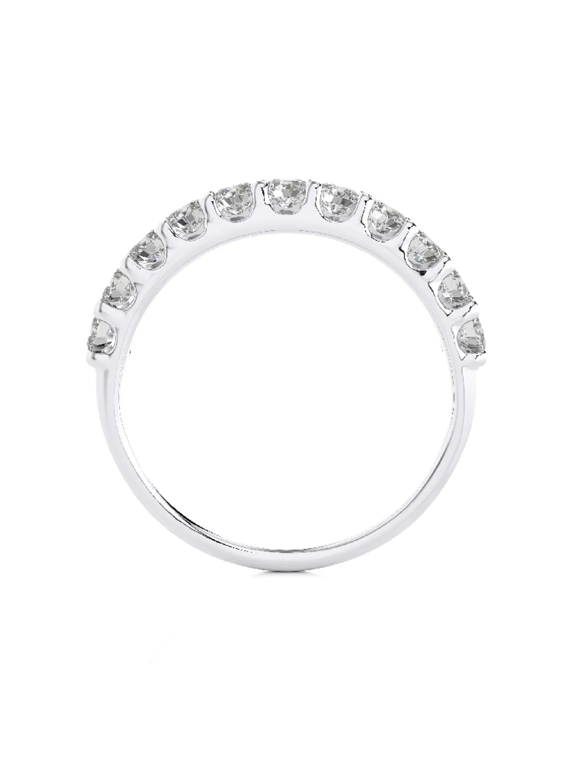 Anillo Medio Cintillo 11 Diamantes Naturales en Oro Blanco 18K 3