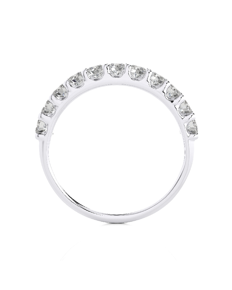 Anillo Medio Cintillo 11 Diamantes Naturales en Oro Blanco 18K