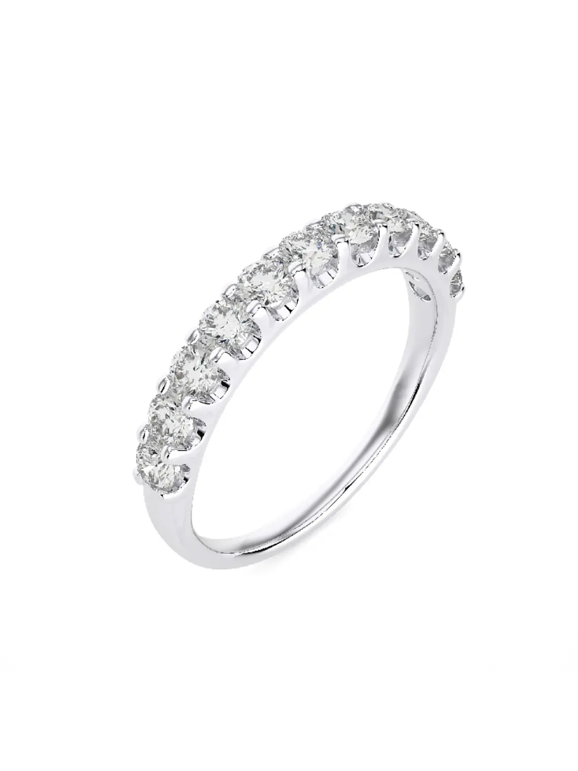 Anillo Medio Cintillo 11 Diamantes Naturales en Oro Blanco 18K 1