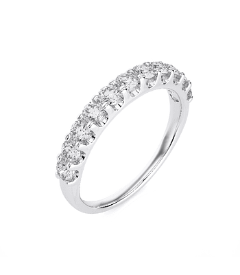 Anillo Medio Cintillo 11 Diamantes Naturales en Oro Blanco 18K