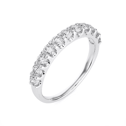 Anillo Medio Cintillo 11 Diamantes Naturales en Oro Blanco 18K